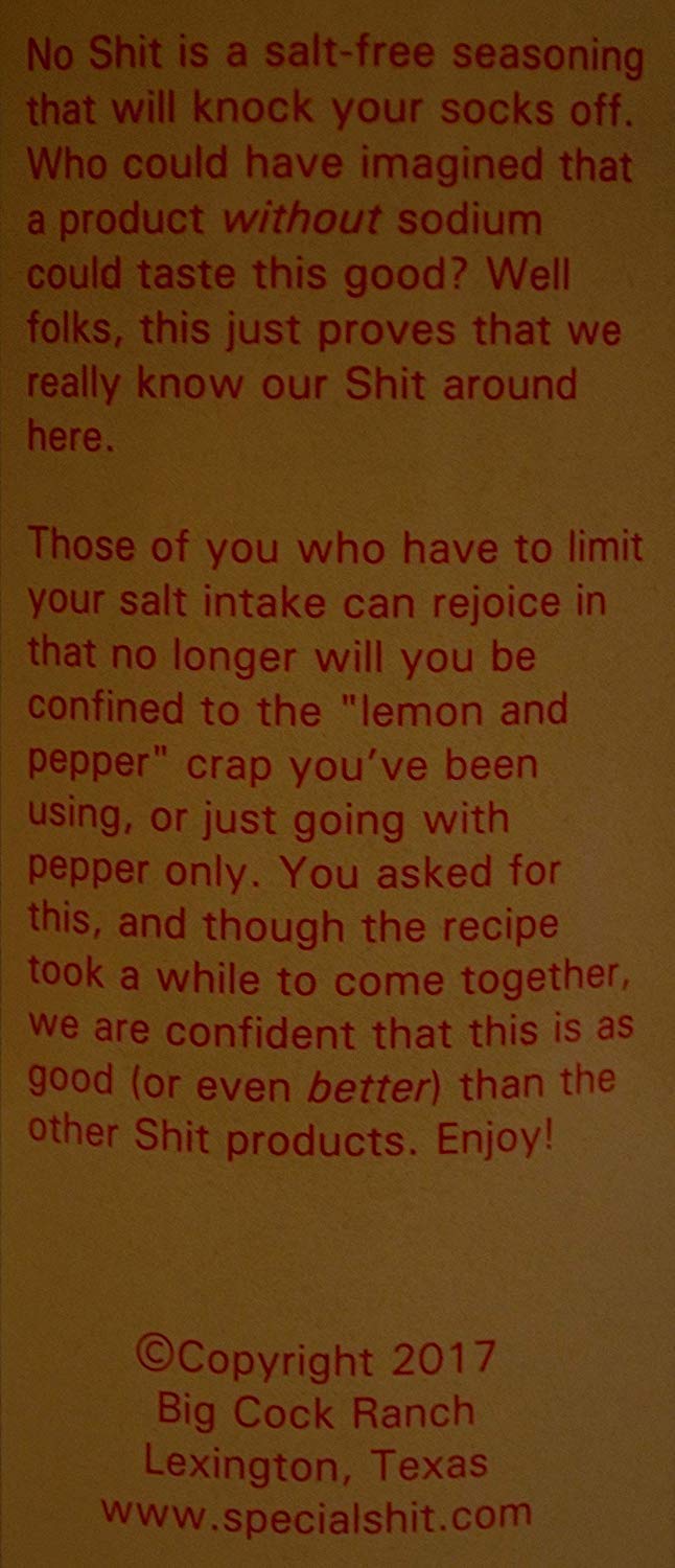 No Shit Salt Free Seasoning From Big Cock Ranch