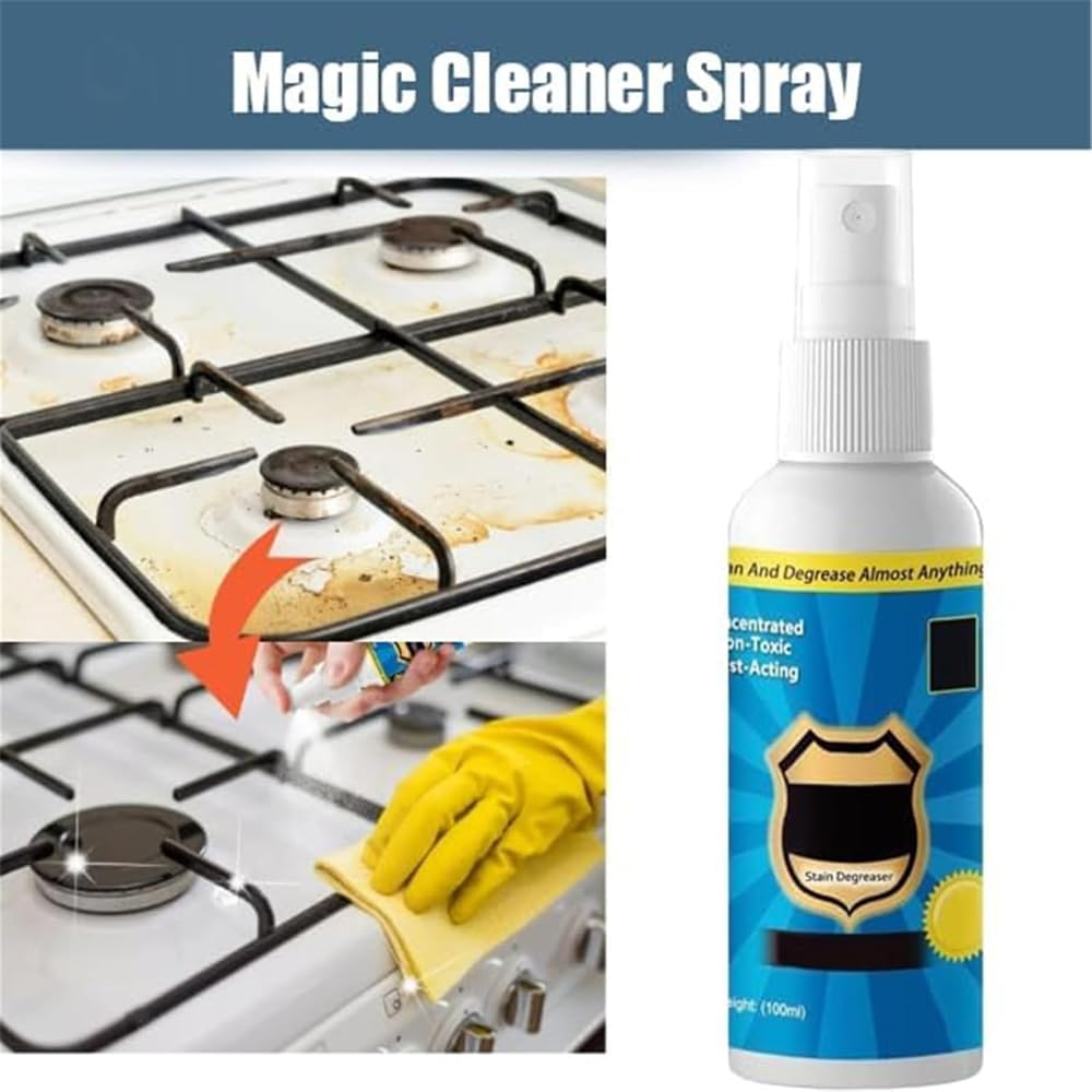 Nuvilux Magic Degreaser Cleaner Spray, Multi-Purpose Heavy Duty Degreaser, Fast Acting & Wash Free, Effectively Cleans Kitchen Surfaces, Ovens