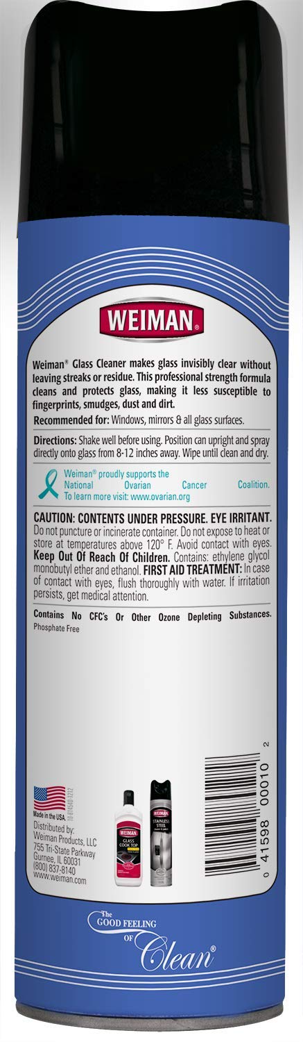 Weiman Glass Cleaner - 19 Ounce (6 Pack) - Safe Professional Streak Free Foaming No Drip Removes Grease Dissolves Fingerprints and Smudges…