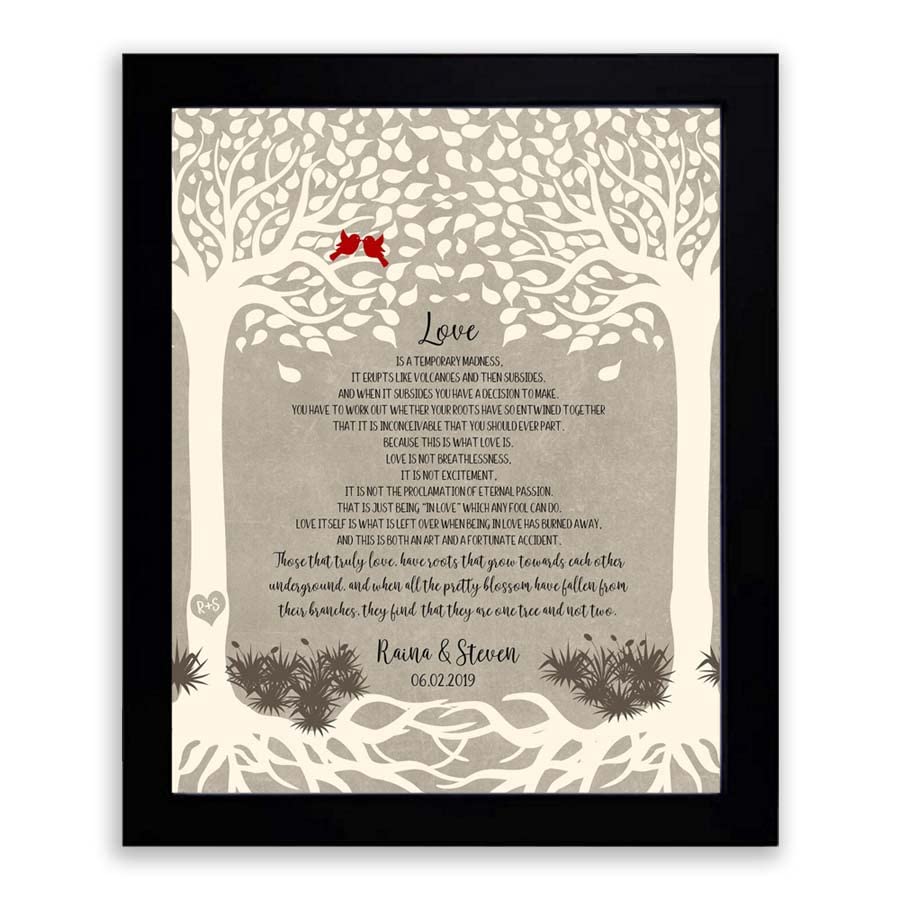 Lucky Tusk Two Trees, Intertwined, Temporary Madness, Roots Under Ground, Gift for Newlyweds, Custom Anniversary #1766,