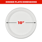 NYHI 125 Pack Compostable 10 Inch Heavy Duty Paper Disposable Plates Bulk For Adults Kids White Sugarcane Plates Cut Leak Resistant Compostable