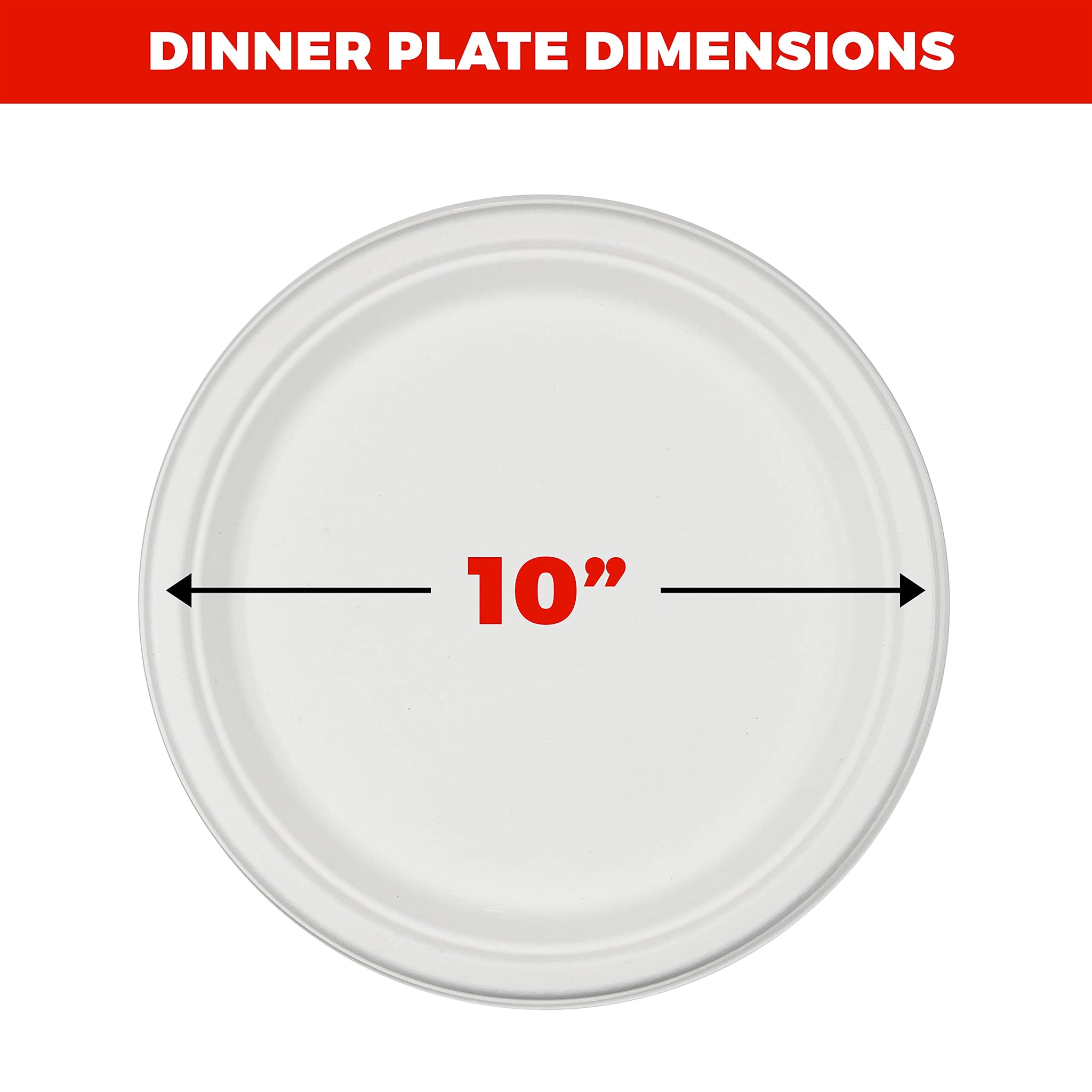 NYHI 125 Pack Compostable 10 Inch Heavy Duty Paper Disposable Plates Bulk For Adults Kids White Sugarcane Plates Cut Leak Resistant Compostable