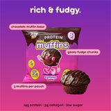 Prime Bites Minis - High Protein Muffin (12 Per Box, Chocolate Fudge) - 15g of Protein, 5g of Collagen, Gluten Free, Low Sugar Treat, Delicious