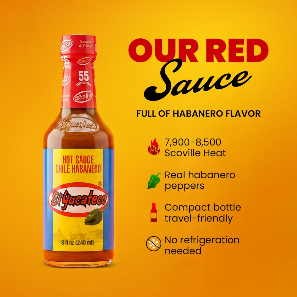 El Yucateco Red Habanero Hot Sauce, 8 fl oz