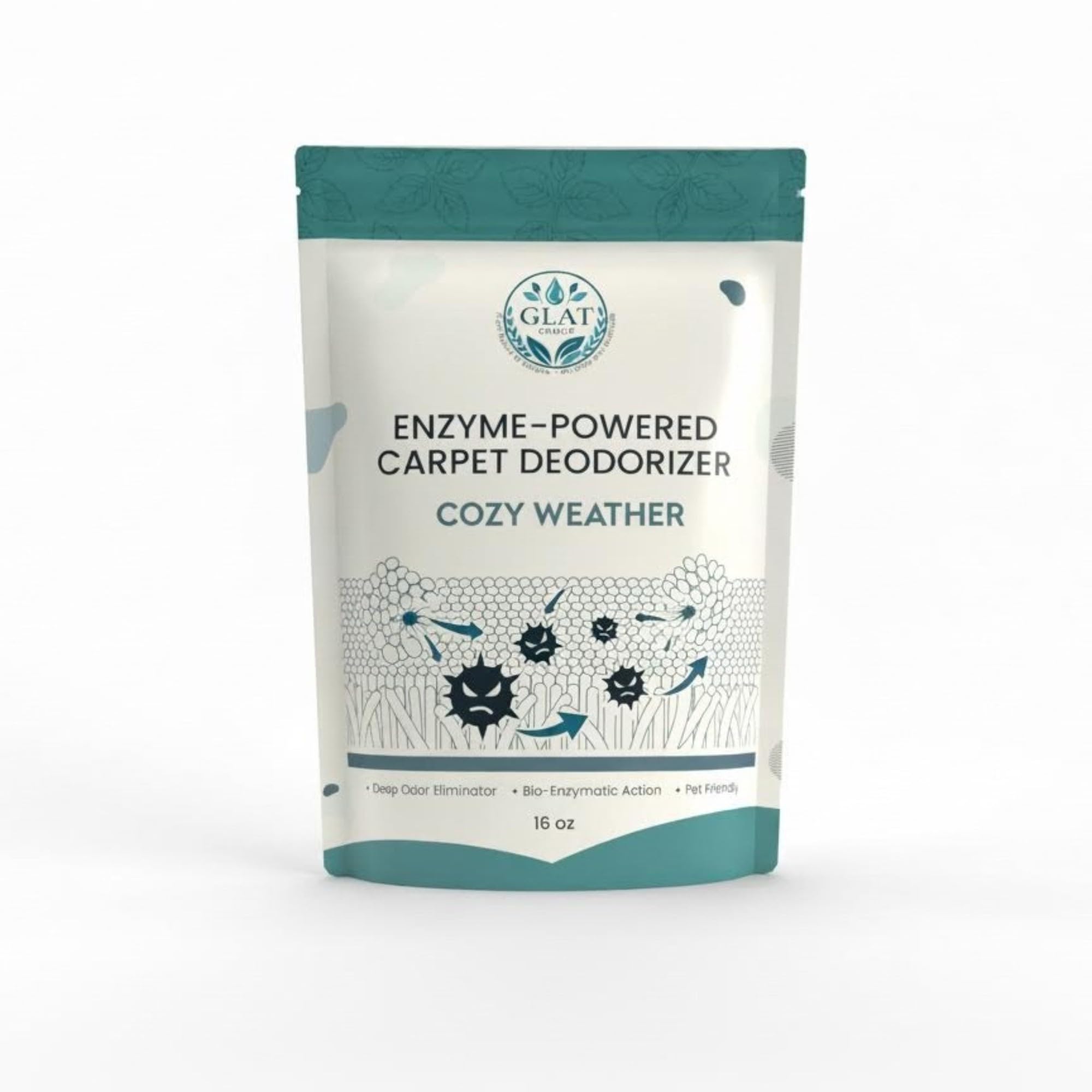 GLAT Group Enzyme-Powered Carpet Deodorizer (Powder) - Cozy Weather | Natural Pet Odor Eliminator | Bio-Enzymatic Formula, Premium Performance, Eco