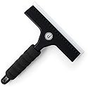 Squeegee for Shower Door, Car Windshield, and Glass Window - 2 Extra Silicone Replacement Blades - Foam Handle - Black