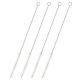 Juvale Straw Cleaner Brush - 12 In, Silver & White, 4-Pack - Stainless Steel Straw Cleaner Brush for Water Bottles & Pipes with Flexible Nylon Tip