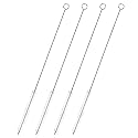 Juvale Straw Cleaner Brush - 12 In, Silver & White, 4-Pack - Stainless Steel Straw Cleaner Brush for Water Bottles & Pipes with Flexible Nylon Tip
