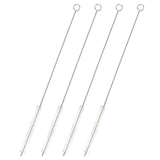 Juvale Straw Cleaner Brush - 12 In, Silver & White, 4-Pack - Stainless Steel Straw Cleaner Brush for Water Bottles & Pipes with Flexible Nylon Tip