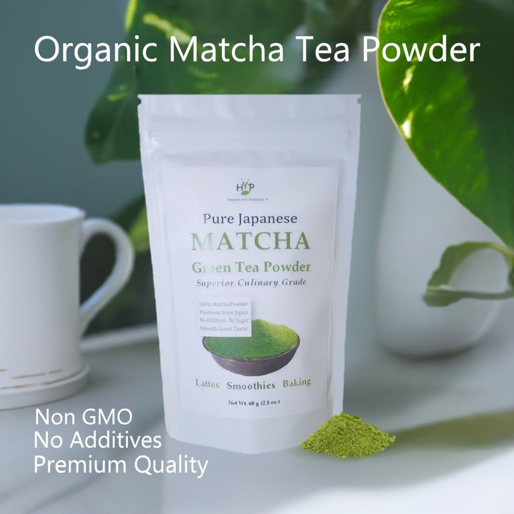 Organic MATCHA GREEN TEA Powder - 60 Grams - Japanese Premium Finely Ground Pure, Antioxidants, Nutrients