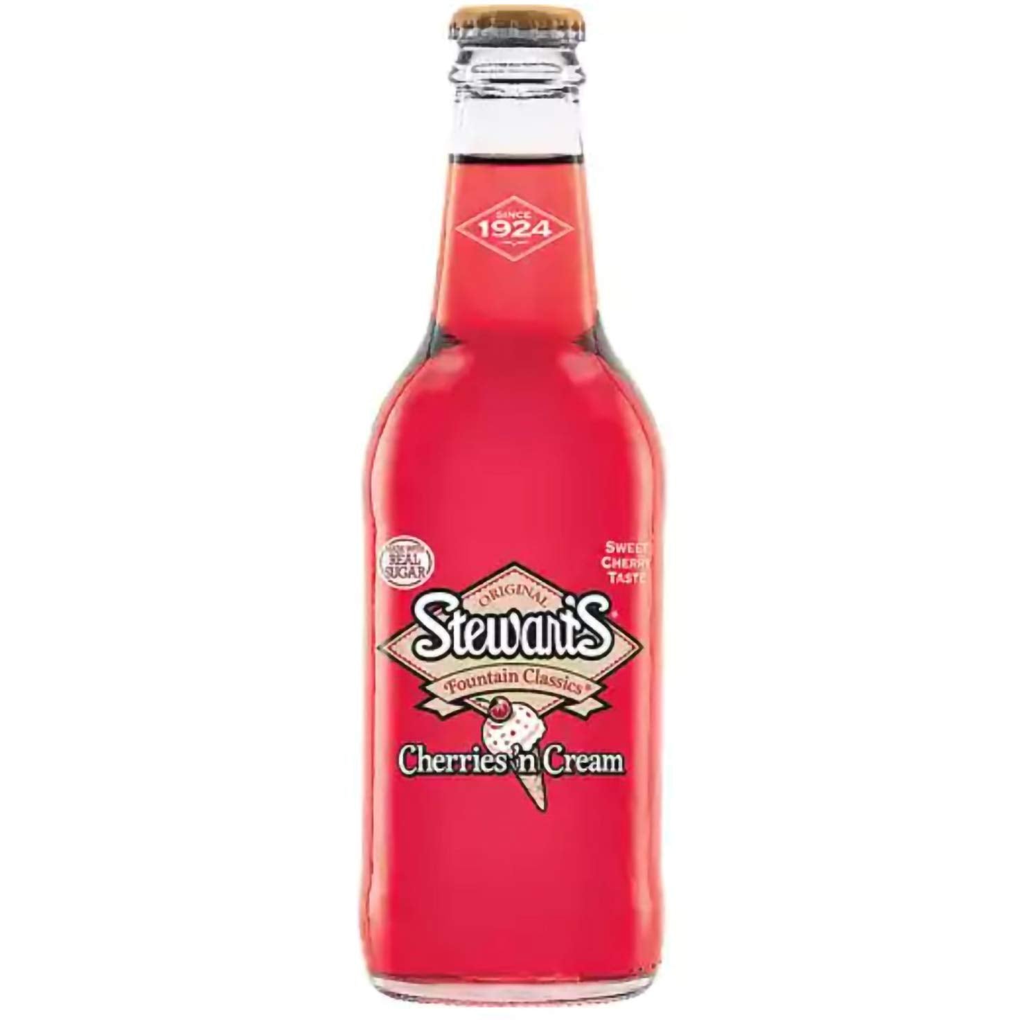Stewarts 12 oz Glass Bottle Soda (6 Pack Total of 72 Oz) (Cherries N' Cream Soda)