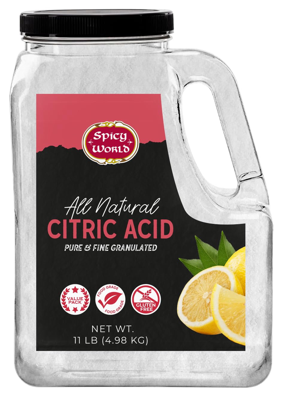 Citric Acid 11 LB Bulk Jar - All Natural, Food Grade, Non-GMO Citric Acid Powder for Cleaning, Bath Bombs, Preserving | Fine Granular & Premium