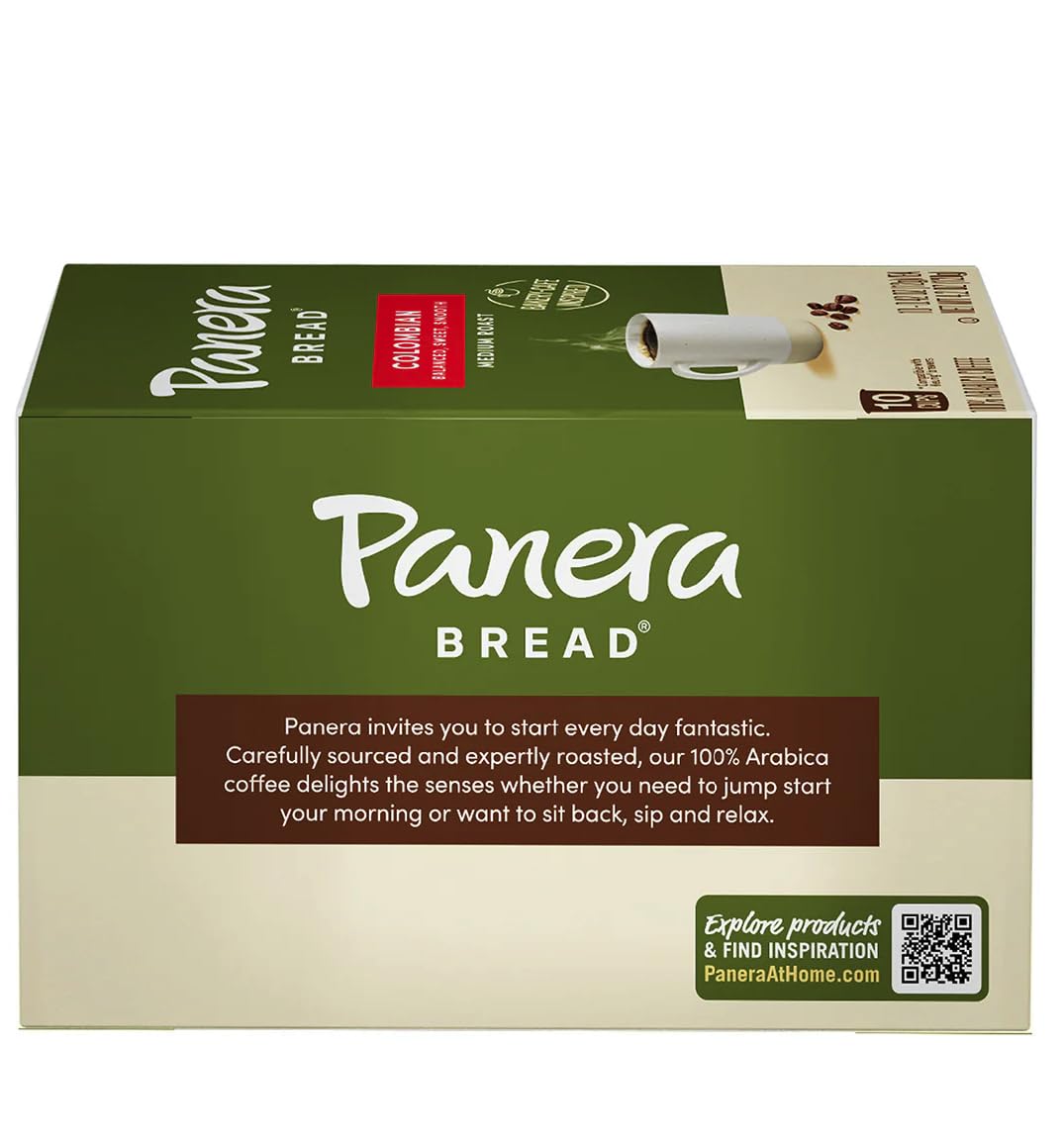 Panera Bread Colombian Medium Roast Coffee, Single Serve 10 Count Pods