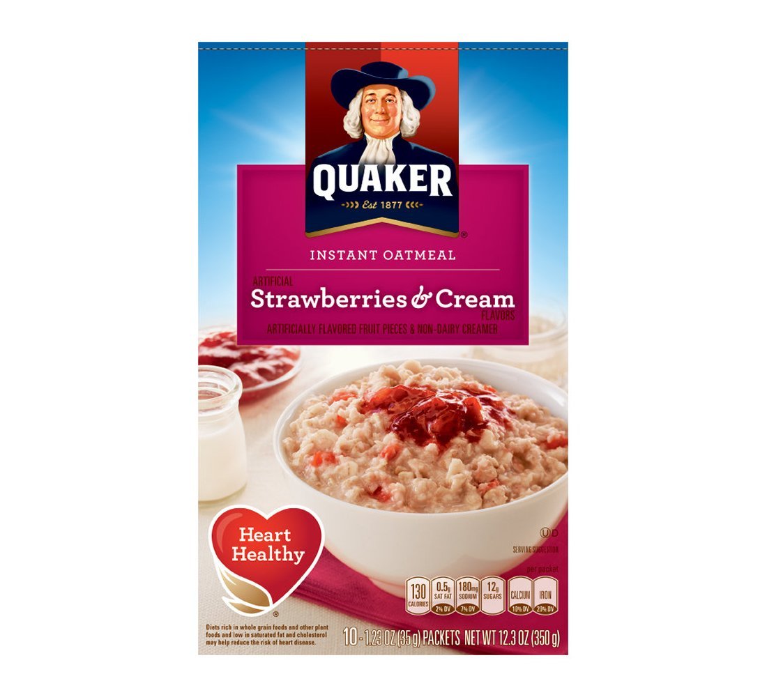 Quaker Instant Oatmeal Strawberry & Cream 10 pk (Pack of 12)