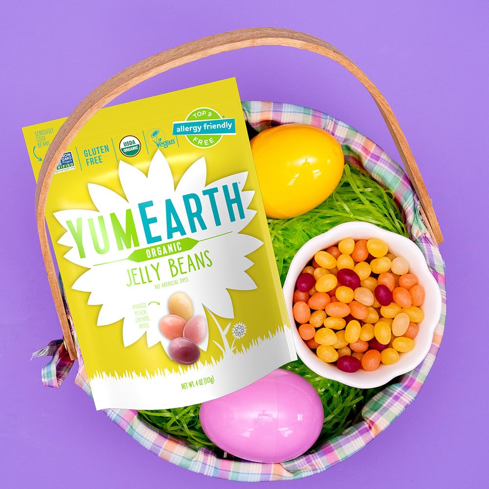 YumEarth Easter Candy Organic Jelly Beans, 4 Ounce - Spring Fruit Flavors - Allergy Friendly, Gluten Free, Non-GMO, Vegan, No Artificial Dyes