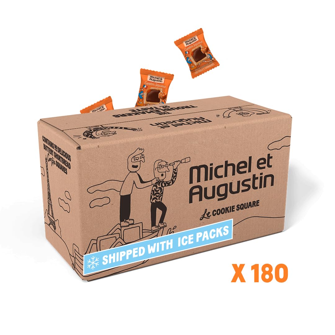 Michel et Augustin Cookies, Individually Wrapped Snacks, Milk Chocolate & Caramel Shortbread Cookies, Bulk Snacks, 180 French Butter Cookies