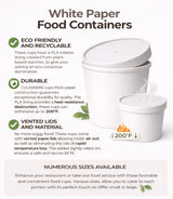 Eco Friendly Recyclable Kraft Soup Bowls | White Disposable Food Cups with Lids | Containers - Soup Cups Great for Restaurants, Take-Outs, Or