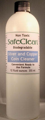 Wonder Oil Products LLC SafeClean Coin Cleaner Ready to Use Solution for Silver and Copper Modern Coins 12 fl. ounces. No Risk Guarantee.