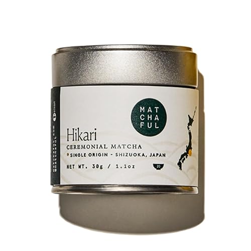 Matchaful - Hikari - Single Origin Ceremonial Matcha - Fine Green Tea Powder, Direct-Trade From Shizuoka, Japan - Smooth and Creamy with Flavor Notes
