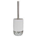 nu steel Bali White Round Shape Resin Toilet Brush Holder for Bathroom Whiter Color Finish Comes with a Complete Plastic Liner Inside to Prevent