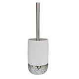 nu steel Bali White Round Shape Resin Toilet Brush Holder for Bathroom Whiter Color Finish Comes with a Complete Plastic Liner Inside to Prevent