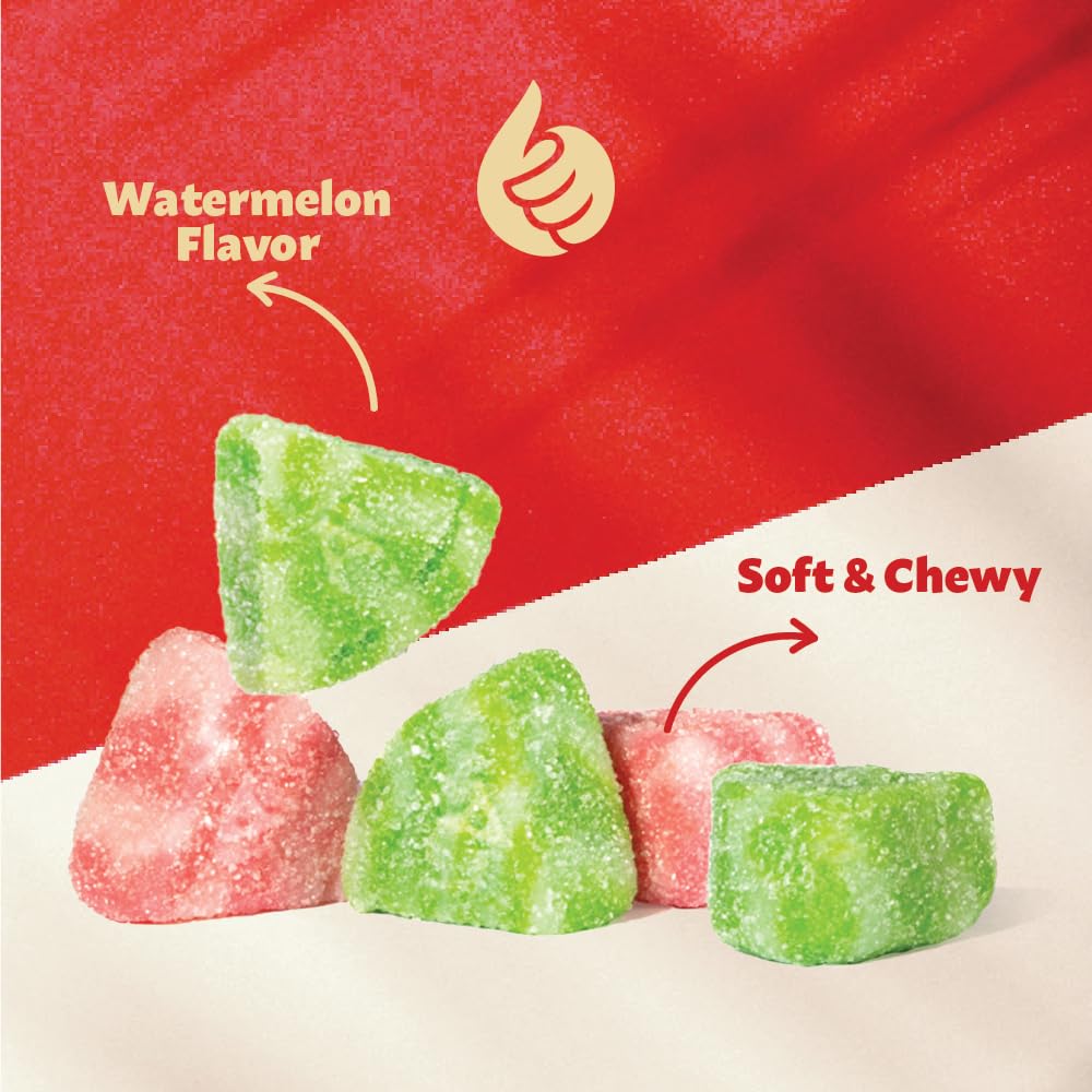 Sour Watermelon Candy | 1 Pound Pack | Sugar Coated Gummy Candy Fruit Snacks | Juicy Watermelon Slices | Sweet and Tangy Flavor Gummies