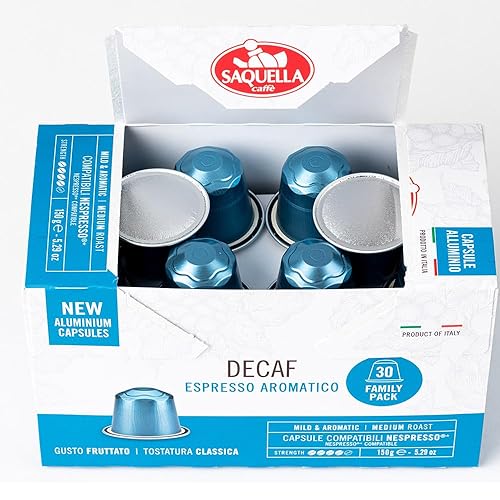 Saquella Decaf Espresso Aromatico Family Pack 30 capsules.