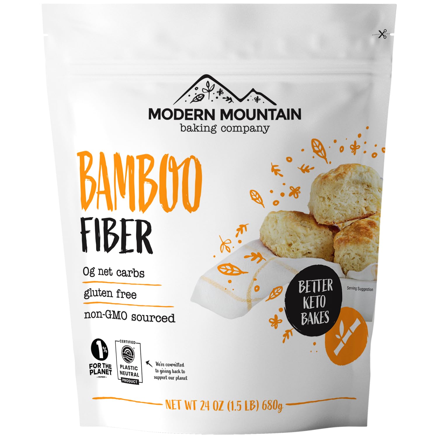 Bamboo Fiber (1.5 lb) 0g Net Carbs, Keto Fiber for Keto and Low Carb Baking, Improves Texture of Keto Baking, Keto-Friendly, Verified Gluten Free