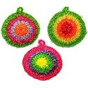 Dish Scrubber Cute Non Scratch Decorative Dish Scrubber Dish Net Clothes for Kitchen Washing Dishes Cleaning Net 3 Pack