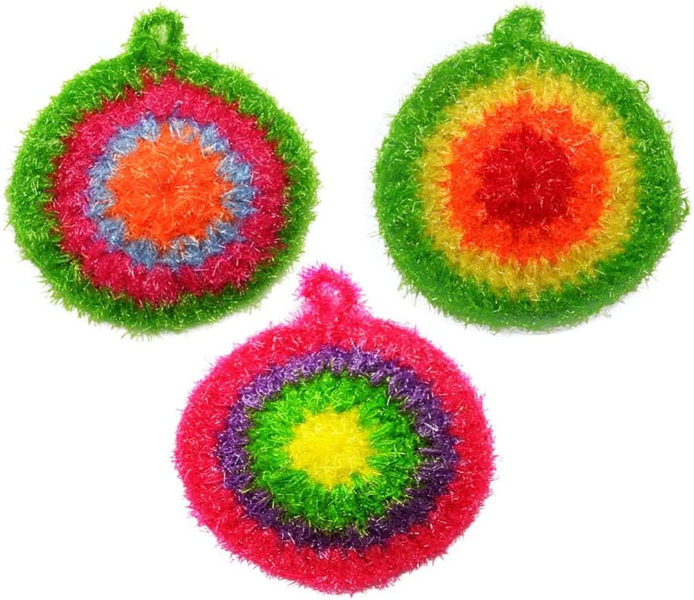 Dish Scrubber Cute Non Scratch Decorative Dish Scrubber Dish Net Clothes for Kitchen Washing Dishes Cleaning Net 3 Pack