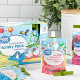 Great Value Fruits & Veggies Variety Pack Applesauce Pouches, 3.2 oz, 24 Count, Palm Peach, Bursting Berry & Strawberry Bananarama
