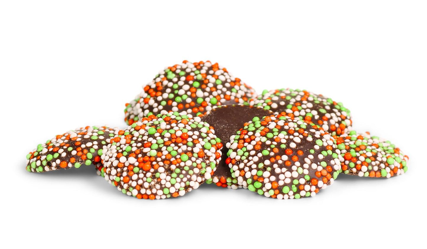 Christmas Dark Chocolate Nonpareils Candy by Its Delish, 5 Lbs Bulk Bag | Christmas Themed Chocolate Candy with Red Green and White Non Pareils