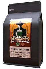 Midnight Ride Blend | 90% Less Acid | Low Acid Coffee 100% Organic ingredients| Bold Roast - - Whole Bean 1lb