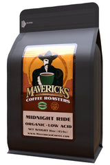 Midnight Ride Blend | 90% Less Acid | Low Acid Coffee 100% Organic ingredients| Bold Roast - - Whole Bean 1lb