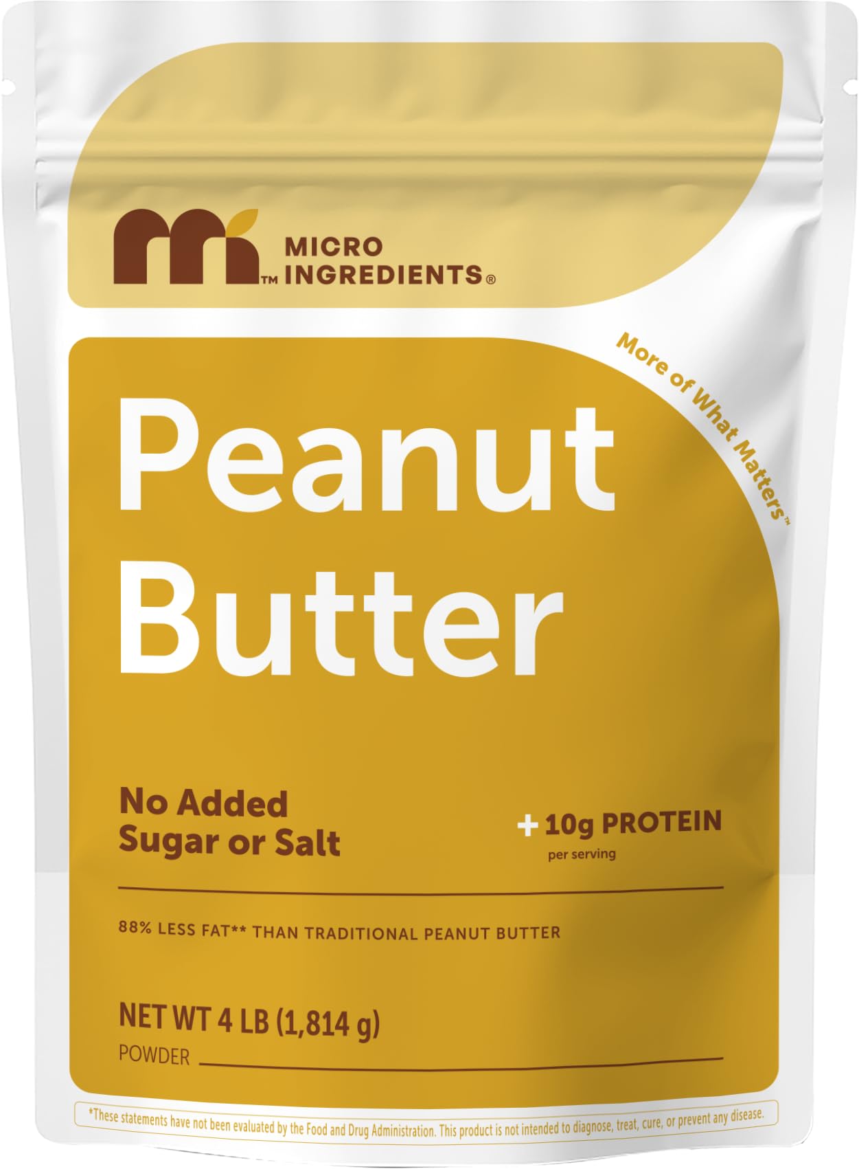 Micro Ingredients Pure Peanut Butter Powder, 4 lb | Made from Fresh Roasted Peanuts | No Added Sugar or Salt | 10g Plant-Based Protein 10% DV, 88%