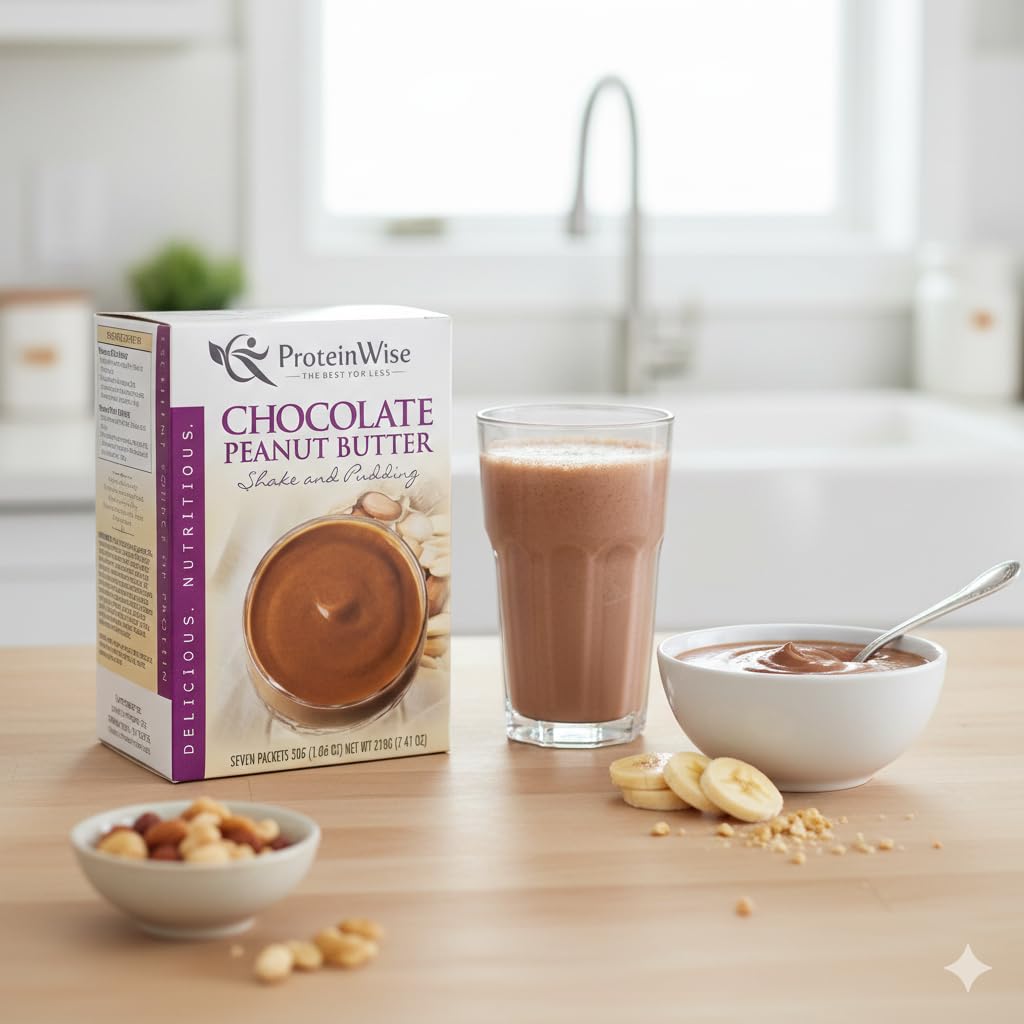 ProteinWise - High Protein Chocolate Peanut Butter Shake Or Pudding - 7/Box