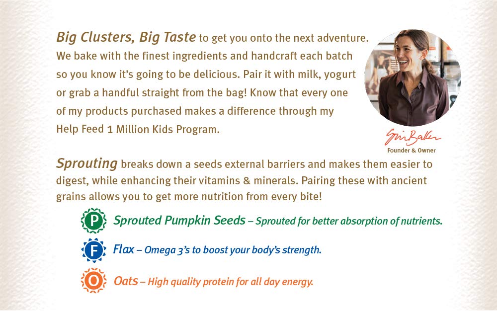Erin Baker's Homestyle Granola, Pumpkin Seed & Flax, Gluten-Free, Ancient Grains, Vegan, Non-GMO, Cereal, 12-ounce bag