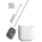 Wall-Mounted Toilet Brush Set with Crevice Tool - [TPR Flexible Head] for [Rim Jet & Crevice Cleaning] - [Draining Holder] for Bathroom, 0.55 lbs, 1.1