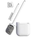 Wall-Mounted Toilet Brush Set with Crevice Tool - [TPR Flexible Head] for [Rim Jet & Crevice Cleaning] - [Draining Holder] for Bathroom, 0.55 lbs, 1.1