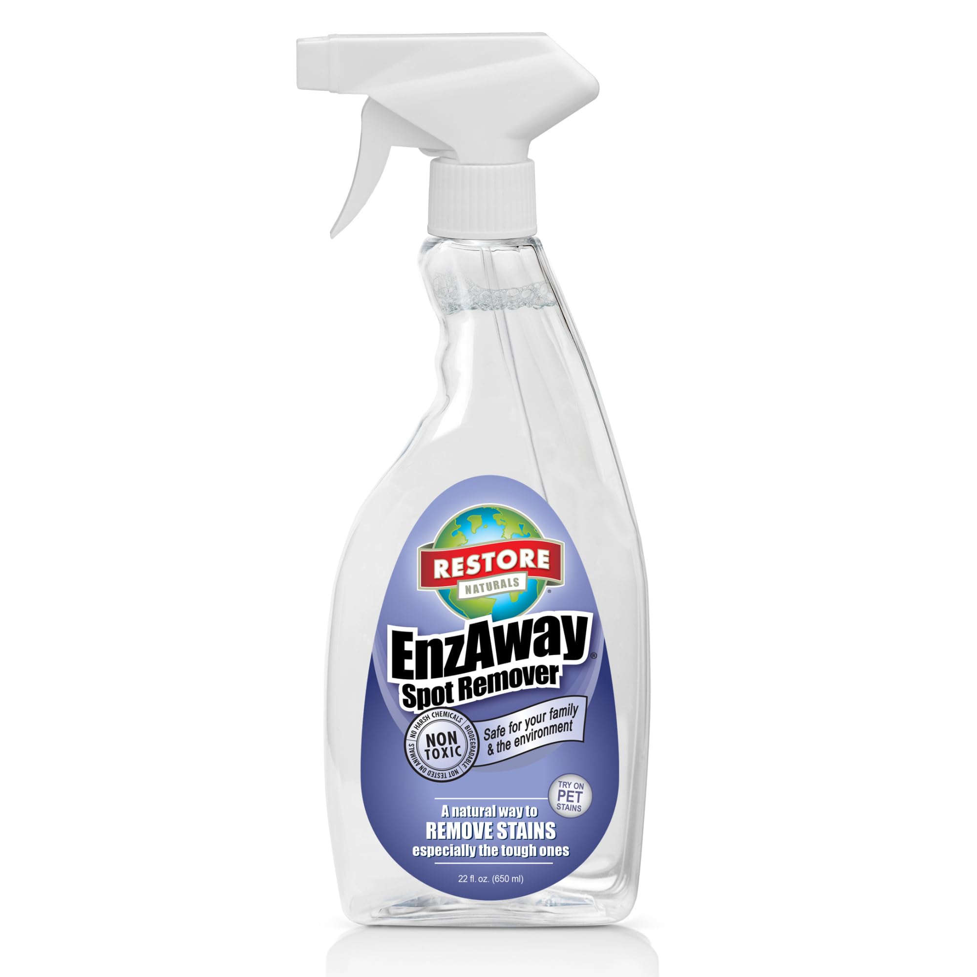 Restore Naturals Enzaway Spot Remover Spray - 22oz - Stain Treater Spray, Rug Cleaner, and Laundry Stain Remover | Plant Based | Biodegradable | Non