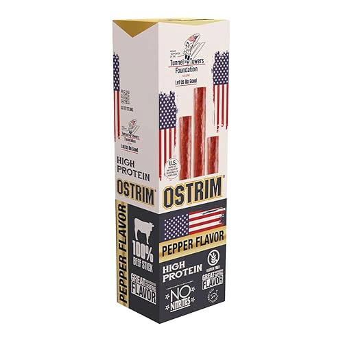 Ostrim Beef Snack Sticks, 1oz, High Protein, Keto & Paleo Friendly, Sugar Free, Gluten Free, No MSG, No Nitrates (Pack of 12) (1 oz, Pepper)