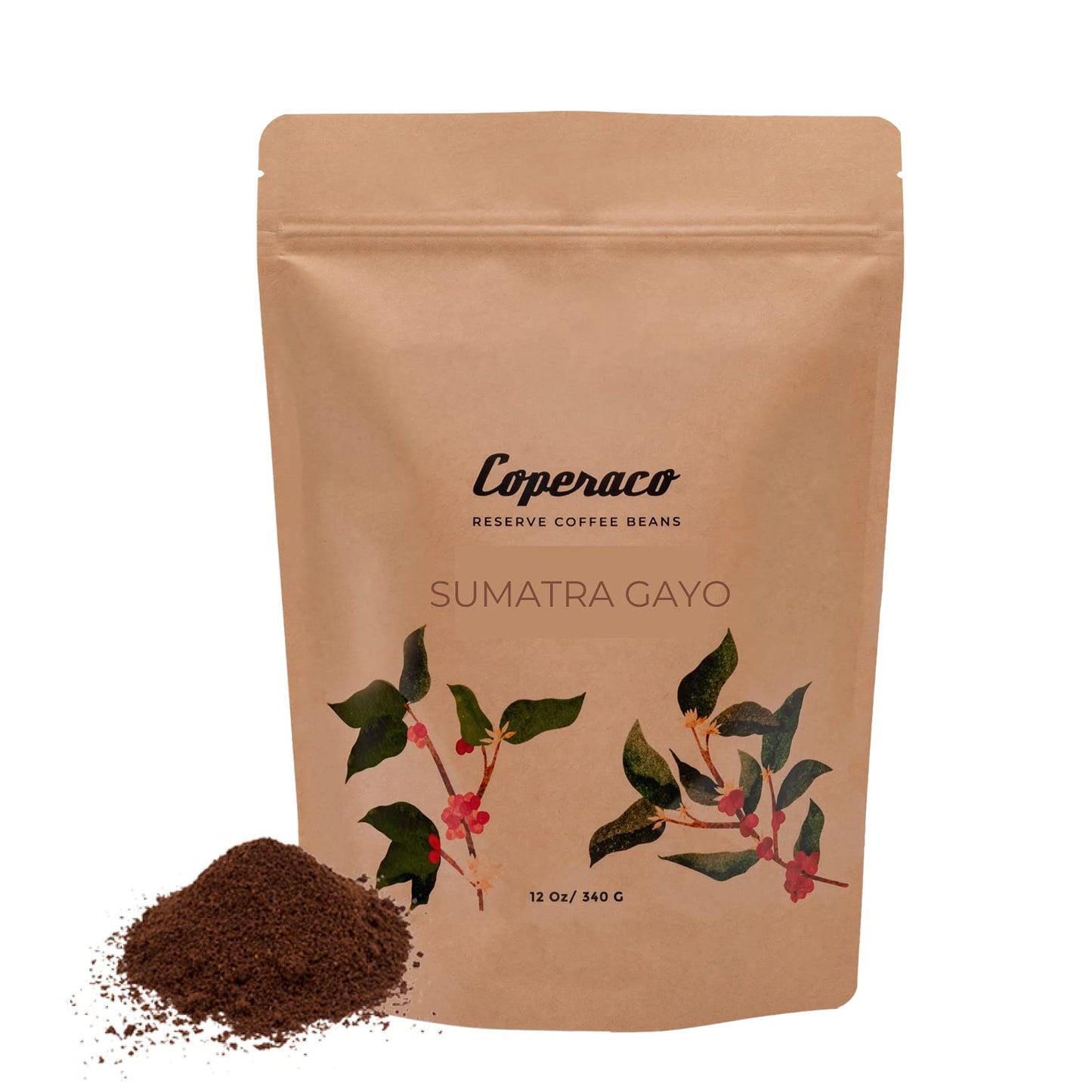 Coperaco, Sumatra Gayo, Ground Coffee, Dark Roast, Fresh Roast, Low Acid, Gourmet, Artisanal, Indonesia, Aromatic bold flavor with Deep Aroma, 100%