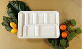 R and R Industries HARSHU 6 Compartment Sugarcane Disposable Plates | Eco-Friendly Biodegradable & Compostable Tableware for Parties, Events