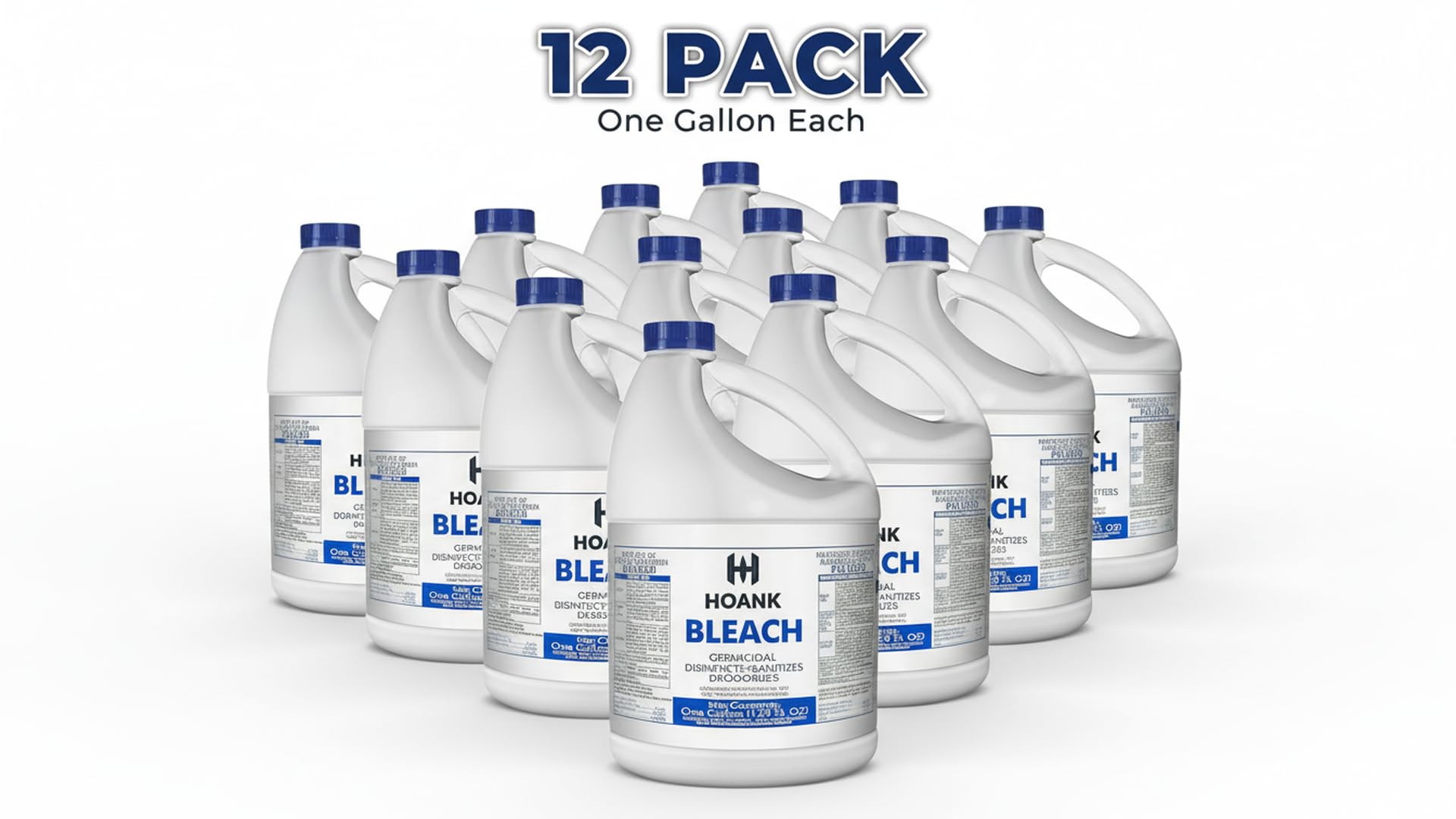 (12 Gallon) - Liquid Chlorine Bleach, for Laundry, Household and Commercial Cleaning, Multipurpose Cleaner, 1 Gallon Jugs. Ready to Use. (12 Gallons)