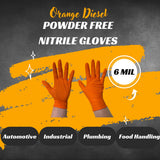 Golden Protective Services Outlet The Orange Diesel, Orange Nitrile Disposable Gloves, Powder Free, 6 Mil, Diamond Textured, Beaded Cuff, Sizes M-XXL