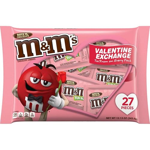M&Ms Milk Chocolate Valentines Day Exchange Candy, 12.13 Oz (27Piece), 12.13 Oz