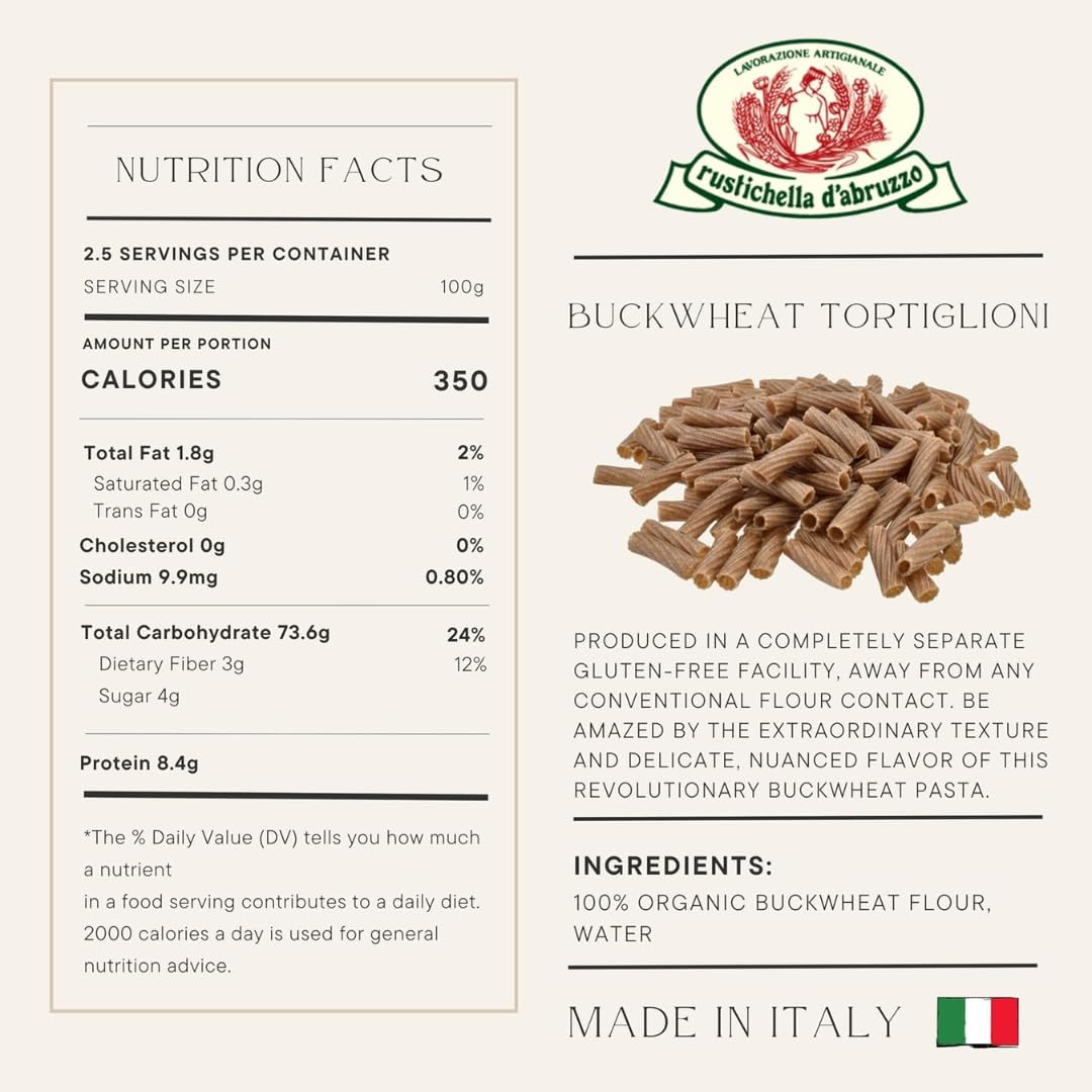 Rustichella d’Abruzzo Organic Gluten-Free Pasta Variety Pack - Corn Spaghetti, Buckwheat Tortiglioni & Green Pea Fusilli - 3 x 8.8 oz (250g) Italian