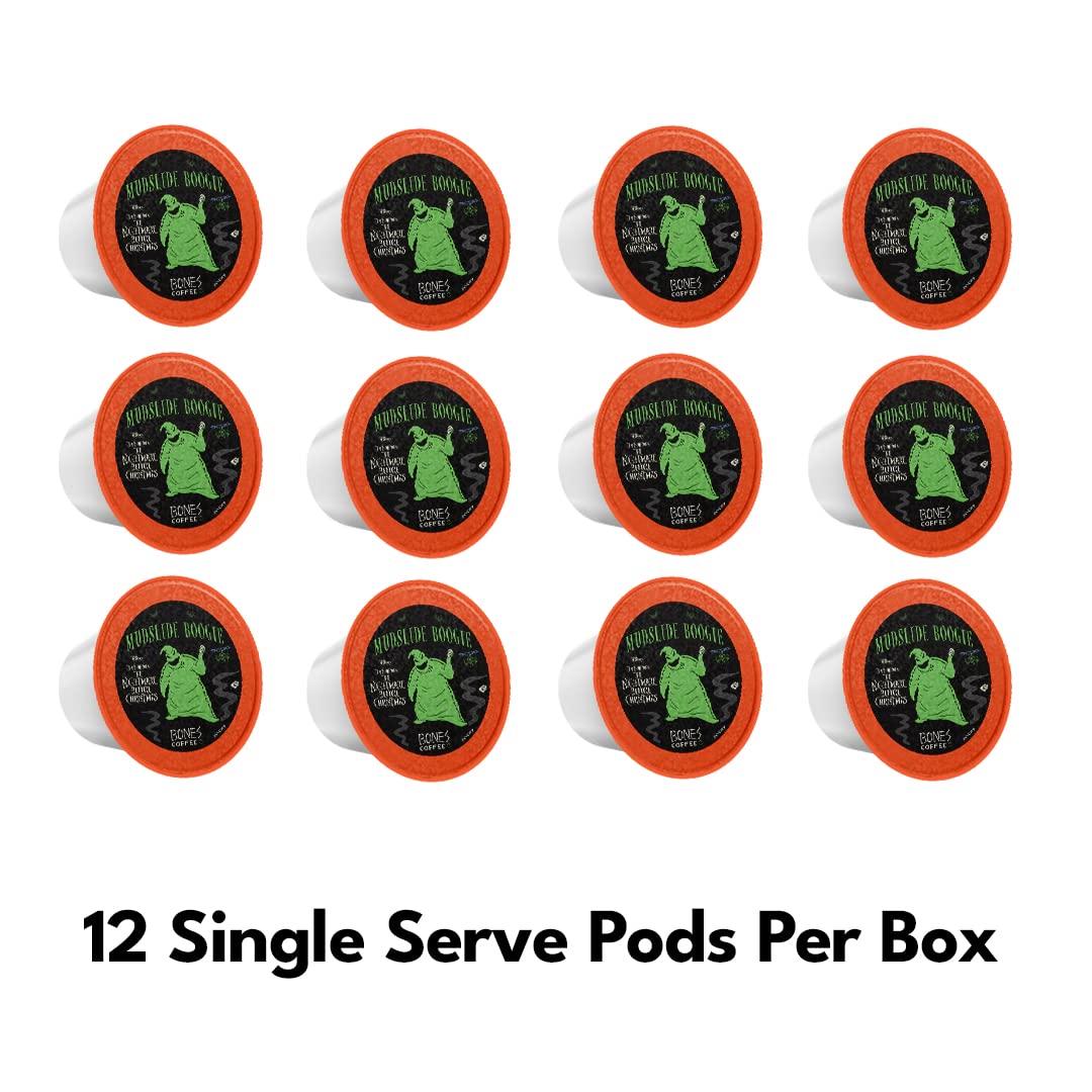 Bones Coffee Company Mudslide Boogie, Chocolate Mudslide Flavored Coffee Pods, Low Acid Medium Roast Single-Serve Bones Cups for K-Cups Coffee Maker