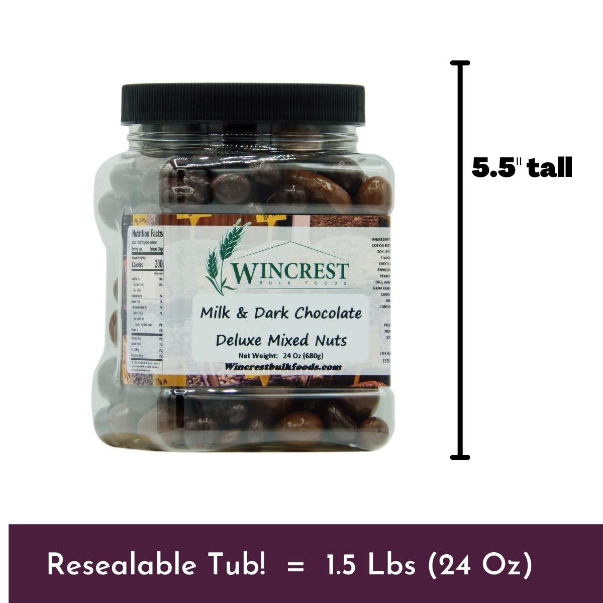 Milk & Dark Chocolate Deluxe Mixed Nuts - 1.5 Lb Tub