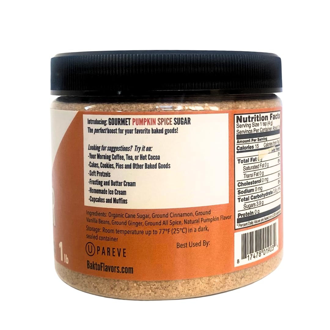 Bakto Flavors Gourmet Pumpkin Spice Sugar, One Pound Jar